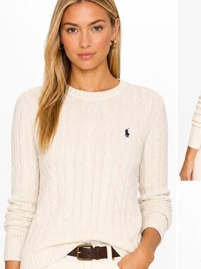 Polo by Ralph Lauren Ivory Cable-Knit Crewneck Sweater